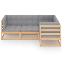 vidaXL 4-tlg. Garten-Lounge-Set mit Kissen Kiefer Massivholz