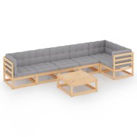 vidaXL 7-tlg. Garten-Lounge-Set mit Kissen Kiefer Massivholz