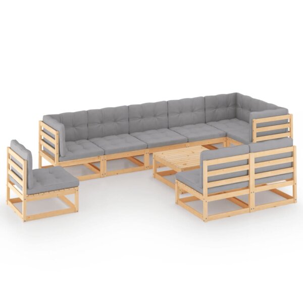 vidaXL 10-tlg. Garten-Lounge-Set mit Kissen Kiefer Massivholz