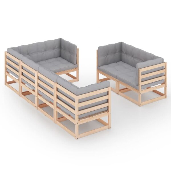 vidaXL 7-tlg. Garten-Lounge-Set mit Kissen Kiefer Massivholz