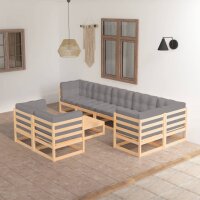 vidaXL 9-tlg. Garten-Lounge-Set mit Kissen Kiefer Massivholz