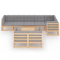 vidaXL 9-tlg. Garten-Lounge-Set mit Kissen Kiefer Massivholz