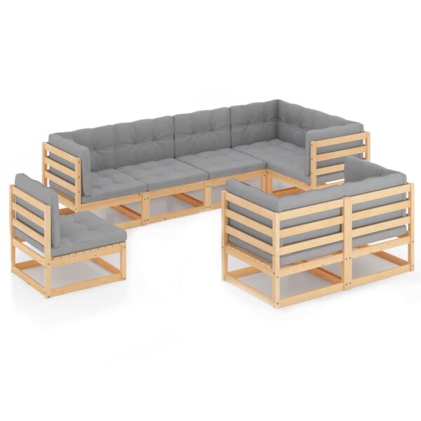 vidaXL 8-tlg. Garten-Lounge-Set mit Kissen Kiefer Massivholz