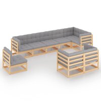 vidaXL 9-tlg. Garten-Lounge-Set mit Kissen Kiefer Massivholz