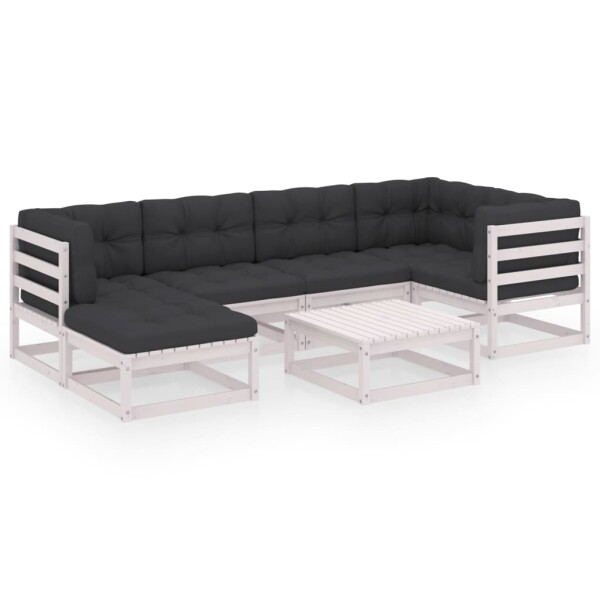 vidaXL 7-tlg. Garten-Lounge-Set mit Kissen Kiefer Massivholz