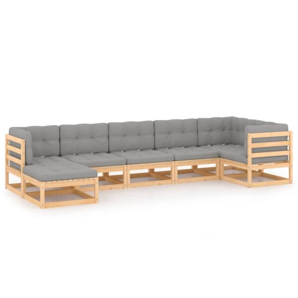 vidaXL 7-tlg. Garten-Lounge-Set mit Kissen Kiefer Massivholz