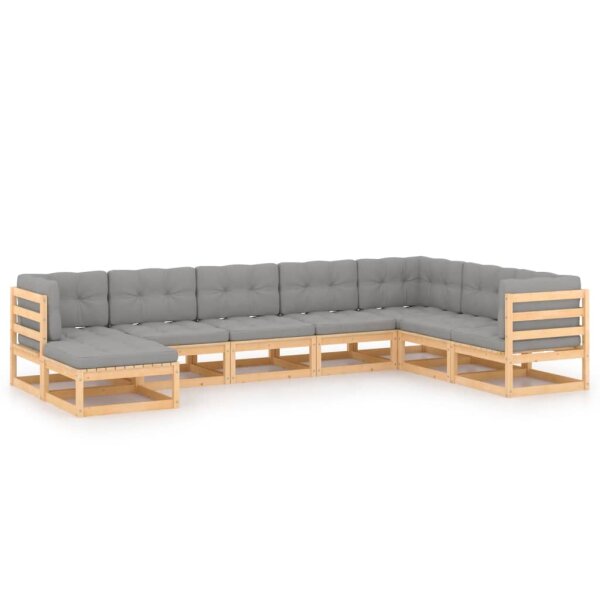 vidaXL 8-tlg. Garten-Lounge-Set mit Kissen Kiefer Massivholz