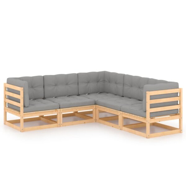 vidaXL 5-tlg. Garten-Lounge-Set mit Kissen Kiefer Massivholz