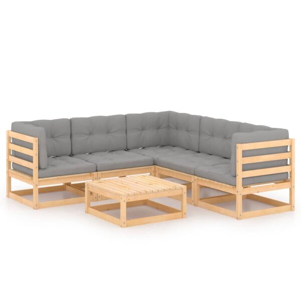 vidaXL 6-tlg. Garten-Lounge-Set mit Kissen Kiefer Massivholz