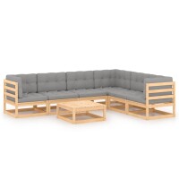 vidaXL 7-tlg. Garten-Lounge-Set mit Kissen Kiefer Massivholz