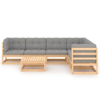 vidaXL 7-tlg. Garten-Lounge-Set mit Kissen Kiefer Massivholz