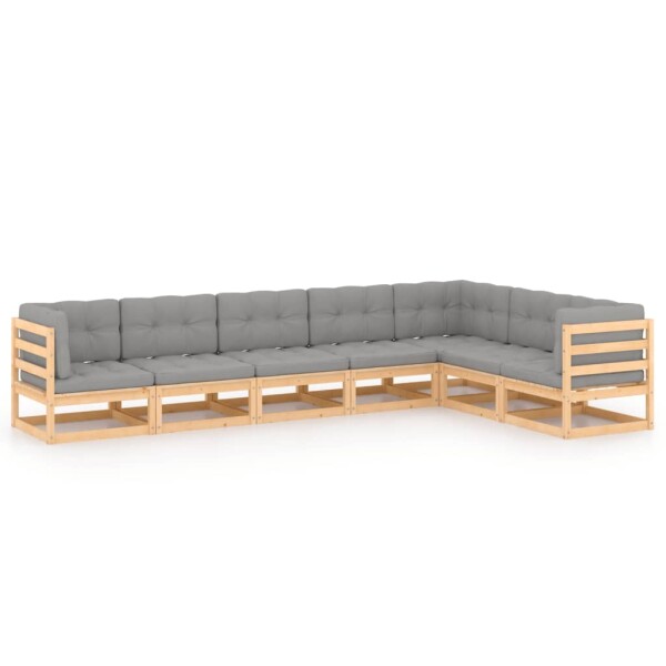 vidaXL 7-tlg. Garten-Lounge-Set mit Kissen Kiefer Massivholz