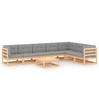 vidaXL 8-tlg. Garten-Lounge-Set mit Kissen Kiefer Massivholz