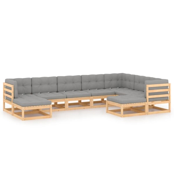 vidaXL 9-tlg. Garten-Lounge-Set mit Kissen Kiefer Massivholz