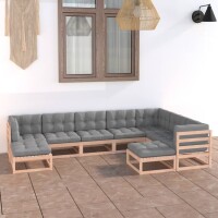 vidaXL 9-tlg. Garten-Lounge-Set mit Kissen Kiefer Massivholz