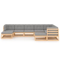 vidaXL 9-tlg. Garten-Lounge-Set mit Kissen Kiefer Massivholz