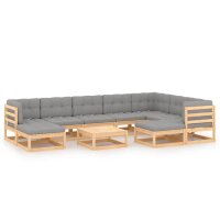 vidaXL 10-tlg. Garten-Lounge-Set mit Kissen Kiefer Massivholz