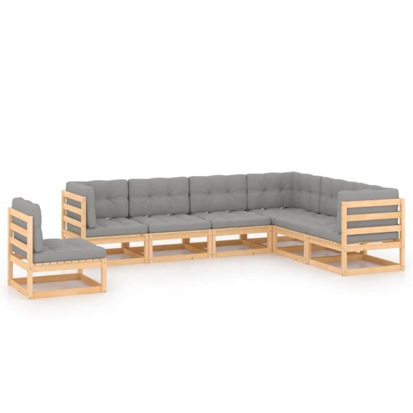 vidaXL 7-tlg. Garten-Lounge-Set mit Kissen Kiefer Massivholz