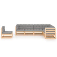 vidaXL 7-tlg. Garten-Lounge-Set mit Kissen Kiefer Massivholz