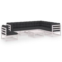 vidaXL 8-tlg. Garten-Lounge-Set mit Kissen Wei&szlig; Kiefer Massivholz