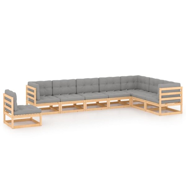 vidaXL 8-tlg. Garten-Lounge-Set mit Kissen Kiefer Massivholz