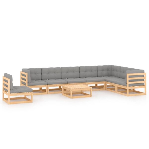 vidaXL 9-tlg. Garten-Lounge-Set mit Kissen Kiefer Massivholz