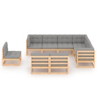 vidaXL 9-tlg. Garten-Lounge-Set mit Kissen Kiefer Massivholz