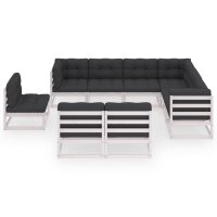 vidaXL 9-tlg. Garten-Lounge-Set mit Kissen Wei&szlig; Kiefer Massivholz