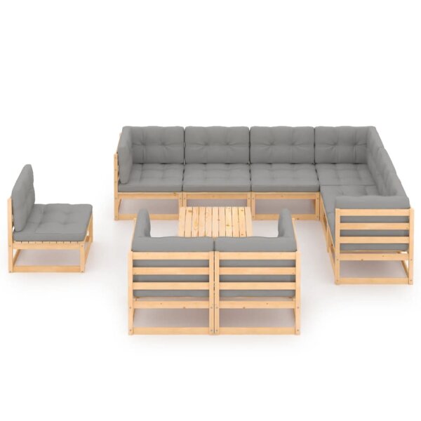 vidaXL 10-tlg. Garten-Lounge-Set mit Kissen Kiefer Massivholz