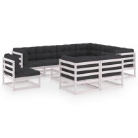 vidaXL 10-tlg. Garten-Lounge-Set mit Kissen Weiß...