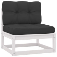 vidaXL 10-tlg. Garten-Lounge-Set mit Kissen Weiß Kiefer Massivholz