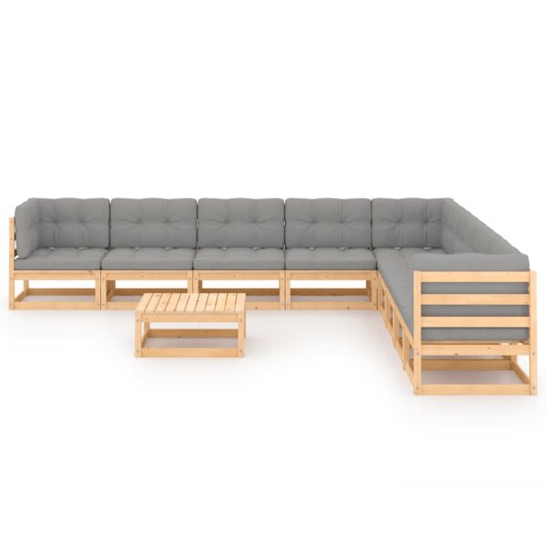 vidaXL 10-tlg. Garten-Lounge-Set mit Kissen Kiefer Massivholz