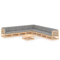 vidaXL 10-tlg. Garten-Lounge-Set mit Kissen Kiefer...