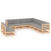 vidaXL 9-tlg. Garten-Lounge-Set mit Kissen Kiefer Massivholz