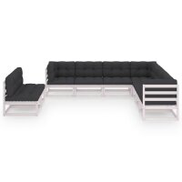 vidaXL 9-tlg. Garten-Lounge-Set mit Kissen Wei&szlig; Kiefer Massivholz