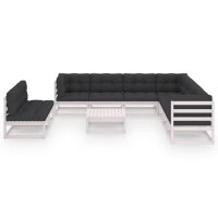 vidaXL 10-tlg. Garten-Lounge-Set mit Kissen Weiß...