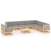 vidaXL 11-tlg. Garten-Lounge-Set mit Kissen Kiefer...