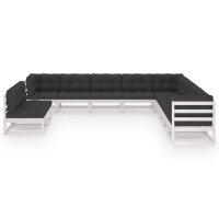 vidaXL 11-tlg. Garten-Lounge-Set mit Kissen Wei&szlig; Kiefer Massivholz