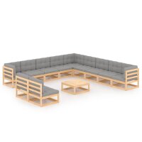 vidaXL 12-tlg. Garten-Lounge-Set mit Kissen Kiefer Massivholz