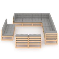 vidaXL 11-tlg. Garten-Lounge-Set mit Kissen Kiefer...