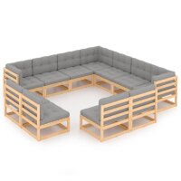 vidaXL 11-tlg. Garten-Lounge-Set mit Kissen Kiefer...