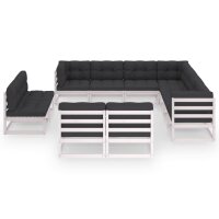 vidaXL 11-tlg. Garten-Lounge-Set mit Kissen Weiß...