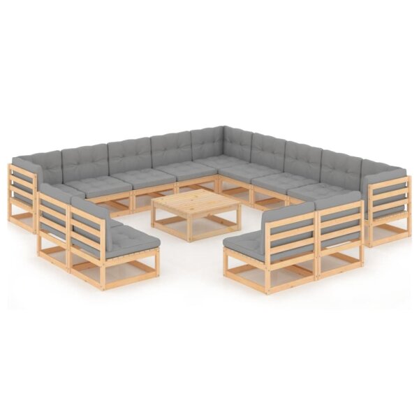 vidaXL 14-tlg. Garten-Lounge-Set mit Kissen Kiefer Massivholz