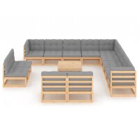 vidaXL 14-tlg. Garten-Lounge-Set mit Kissen Kiefer Massivholz