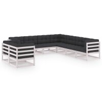 vidaXL 9-tlg. Garten-Lounge-Set mit Kissen Wei&szlig; Kiefer Massivholz