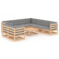 vidaXL 10-tlg. Garten-Lounge-Set mit Kissen Kiefer...