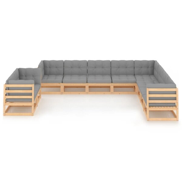 vidaXL 10-tlg. Garten-Lounge-Set mit Kissen Kiefer Massivholz