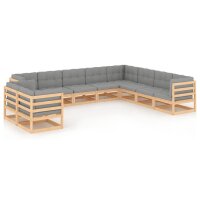 vidaXL 10-tlg. Garten-Lounge-Set mit Kissen Kiefer...