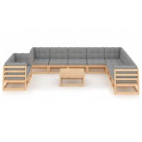 vidaXL 11-tlg. Garten-Lounge-Set mit Kissen Kiefer Massivholz