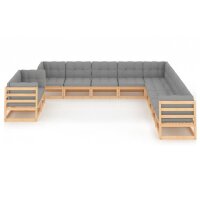 vidaXL 11-tlg. Garten-Lounge-Set mit Kissen Kiefer Massivholz